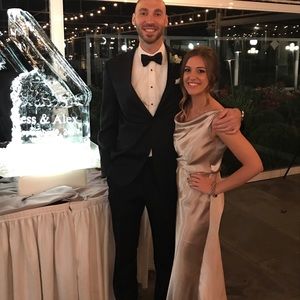 Gold Jenny Yoo bridesmaid dress